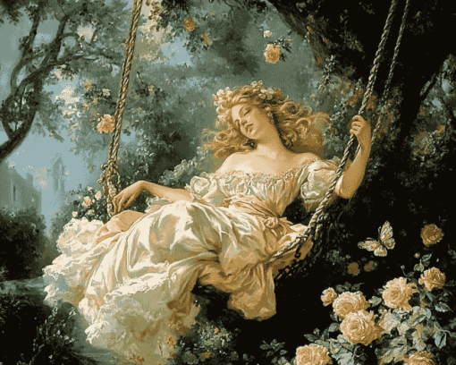 Vintage Woman on Swing Diamond Painting