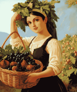 Vintage Woman with Fruit Basket Diamond Painting