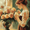 Vintage Woman with Roses Diamond Painting