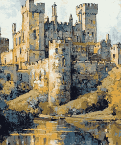 Warkworth Castle Fortress Diamond Painting