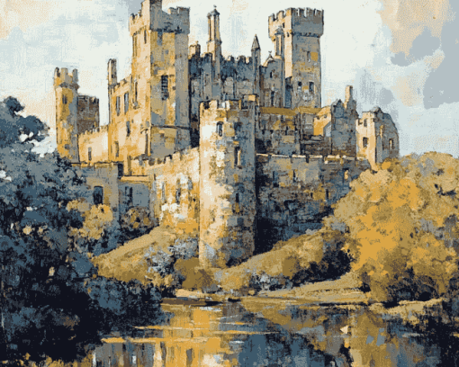 Warkworth Castle Fortress Diamond Painting