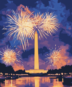 Washington Monument Fireworks Display Diamond Painting