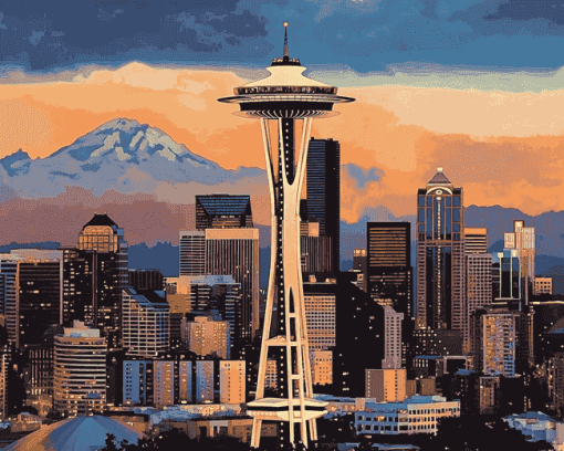 Washington Space Needle City Diamond Painting