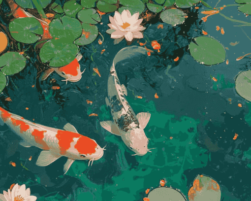 Water Lilies and Koi Fish Diamond Painting