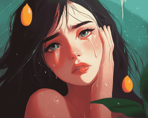 Weeping Girl Animation Diamond Painting