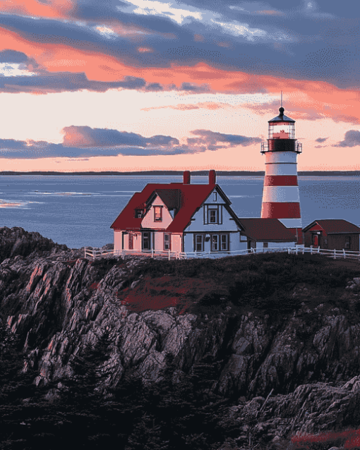 West Quoddy Head Maine Lighthouse Diamond Painting