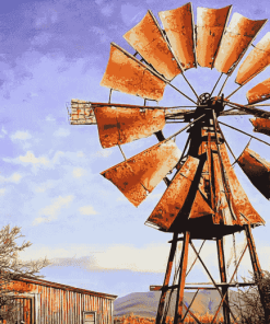 Western Windmill Landscape Diamond Painting