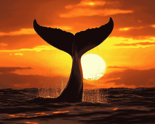 Whale Tail Silhouette Diamond Painting