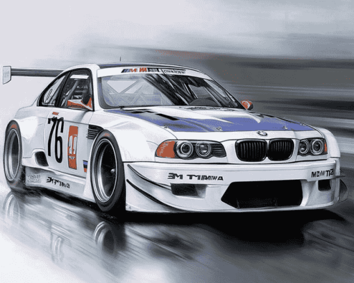 White BMW Racing Diamond Painting