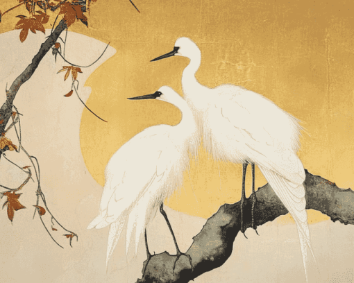 White Birds by Watanabe Shiko Diamond Painting