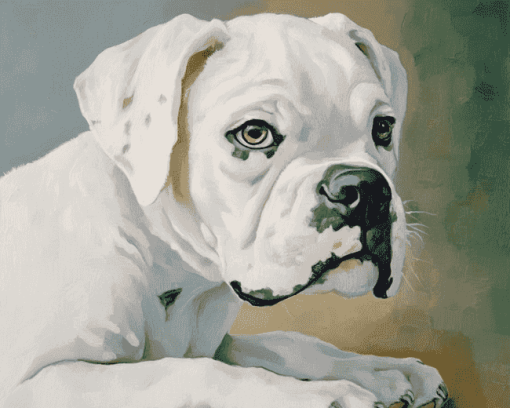 White Boxer Puppy Diamond Painting