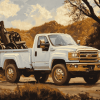 White Country Truck Cats Diamond Painting