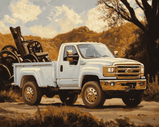 White Country Truck Cats Diamond Painting