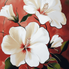 White Hibiscus Blossoms Diamond Painting