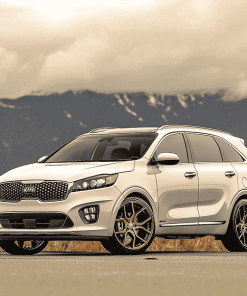 White Kia Sorento Mountain Drive Diamond Painting