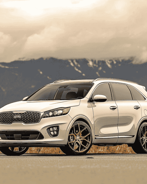 White Kia Sorento Mountain Drive Diamond Painting