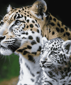 White Leopard and Baby Wildlife Diamond Painting