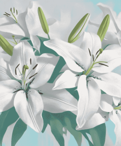 White Lily Blossoms Diamond Painting