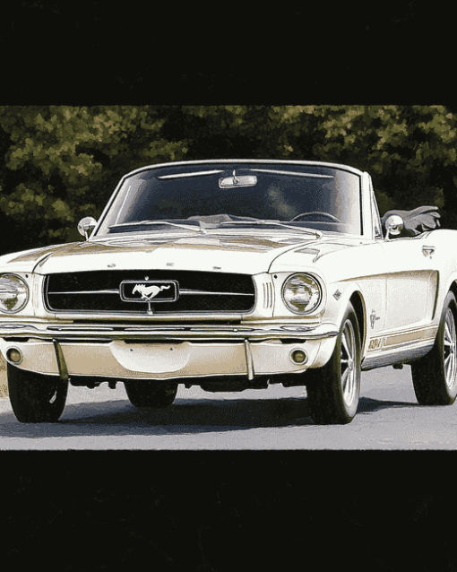 White Mustang Convertible Diamond Painting