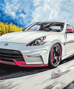 White Nissan 370 Z Car Diamond Painting