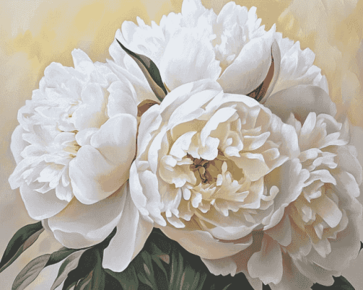 White Peonies Blossoms Diamond Painting