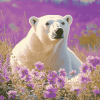 White Polar Bear Flowers Diamond Painting