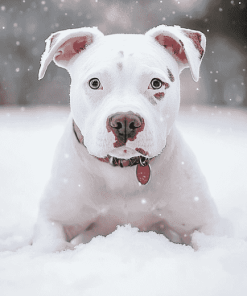 White Staffy in Winter Diamond Painting