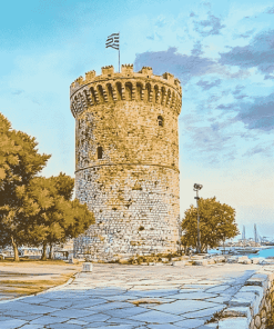 White Tower Thessaloniki Landmark Diamond Painting