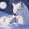 White Wolf Winter Scene Diamond Painting