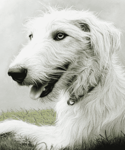 White Wolfhound Puppy Diamond Painting