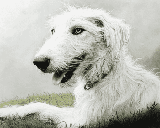 White Wolfhound Puppy Diamond Painting