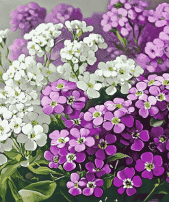 White and Purple Alyssum Blossoms Diamond Painting