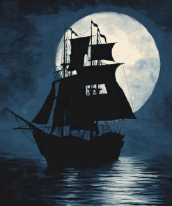 Whydah Ship Moonlit Silhouette Diamond Painting