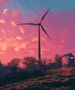 Wind Turbine Landscape Diamond Painting