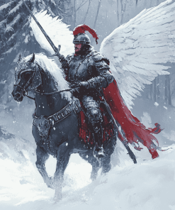 Winged Hussar Winter Scene Diamond Painting