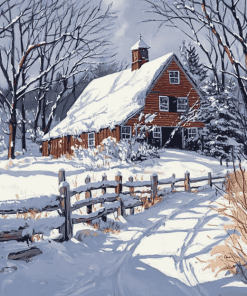 Winter Barn Landscapes Diamond Painting