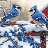 Winter Blue Jays Diamond Painting