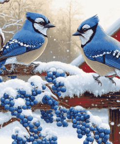 Winter Blue Jays Diamond Painting