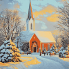 Winter Church Scene Diamond Painting