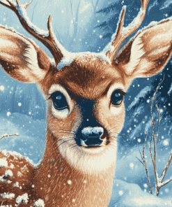 Winter Fawn in Snow Diamond Painting