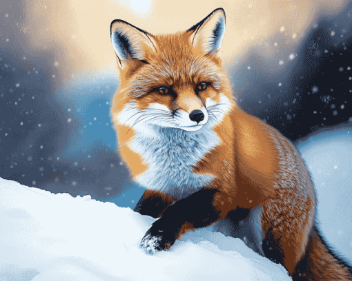 Winter Fox in Snow Diamond Painting