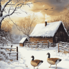 Winter Geese Landscape Diamond Painting