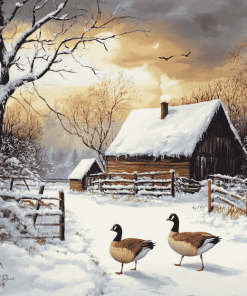 Winter Geese Landscape Diamond Painting