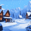 Winter Homes in Frozen Forest Diamond Painting