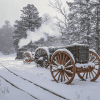 Winter Wagons in Snowy Landscape Diamond Painting