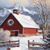 Winter's Call: Snowy Farm Landscapes Diamond Painting