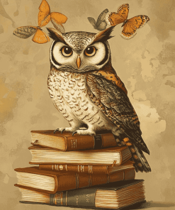 Wise Owl on Books Diamond Painting