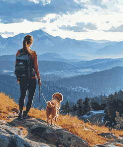 Woman and Dog Outdoor Adventure Diamond Painting