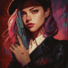 Woman with Gun Diamond Painting