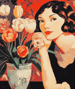 Woman with Vintage Vase Diamond Painting